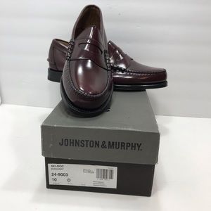 Men Johnston Murphy burgundy ski moc loafers 10 D